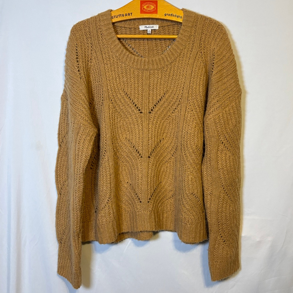 Madewell Chunky Knit Sweater Camel Brown Drop Shoulder Oversized XL